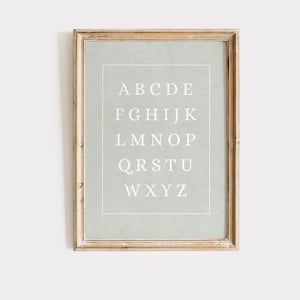 Póster vintage con alfabeto verde salvia, arte de pared minimalista con alfabeto para guardería, impresión digital My First ABC + póster con números como regalo, herramienta educativa decorativa