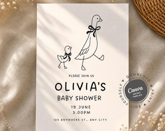 Mother Goose Baby Shower Invite, Baby Shower Evite Template Canva, Printable & Digital Unisex Silly Goose Invite, Funny Baby Shower Invite