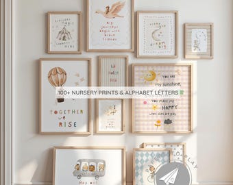 Montessori Nursery Print Set: 100+ Watercolor Animal & Alphabet Posters (Digital Download)