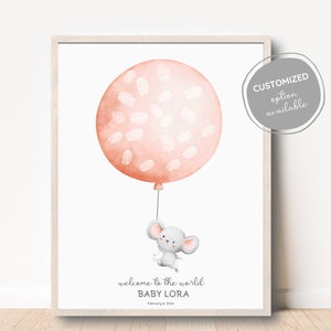 Fingerabdruck-Gästebuch, Babyparty-Fingerabdruck-Poster, personalisiertes Gästebuch, Mausballon, lustiges Babypartygeschenk, Kinderzimmer-Wanddekor,