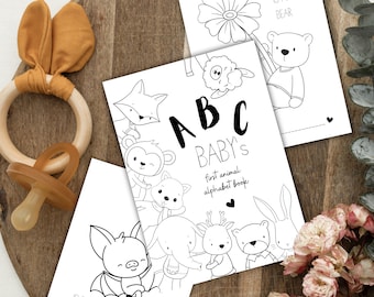 Baby Shower ABC Book, Fun Baby Shower Game, Animal Alphabet Coloring Book, Instant Download, Creative Baby Shower Games Baby's First Book 28