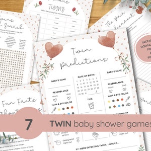 Twin Baby Shower Games Bundle, Easter Twins Game Kit, Printable Games to Download, Boho Baby Shower Rural Chic, 2 Hearts Baby Shower, 26