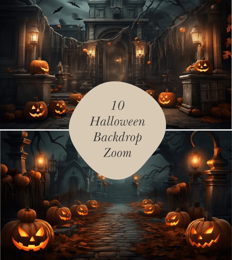 10 Halloween Zoom Background Backdrops Bundle Halloween Etsy