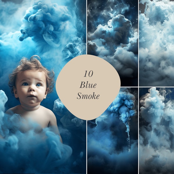 10 Blue Photoshop Baby Smoke, Backdrops Bundle, Studio Backdrop, Indoor Backdrops, Smoke Overlays, Smoke Backdrop, Smoke Background