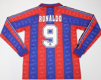 fc barcelone 1996 1997 maillot ronaldo nazario chemise manches longues veste lfp