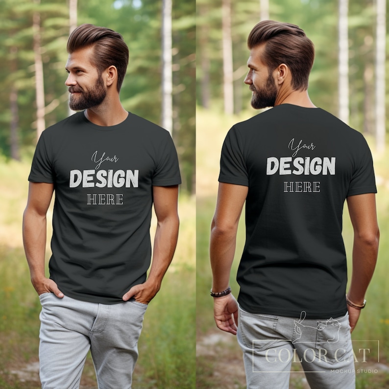 Gildan 64000 Softstyle Male T-shirt Front and Back Mockup, Front Back ...