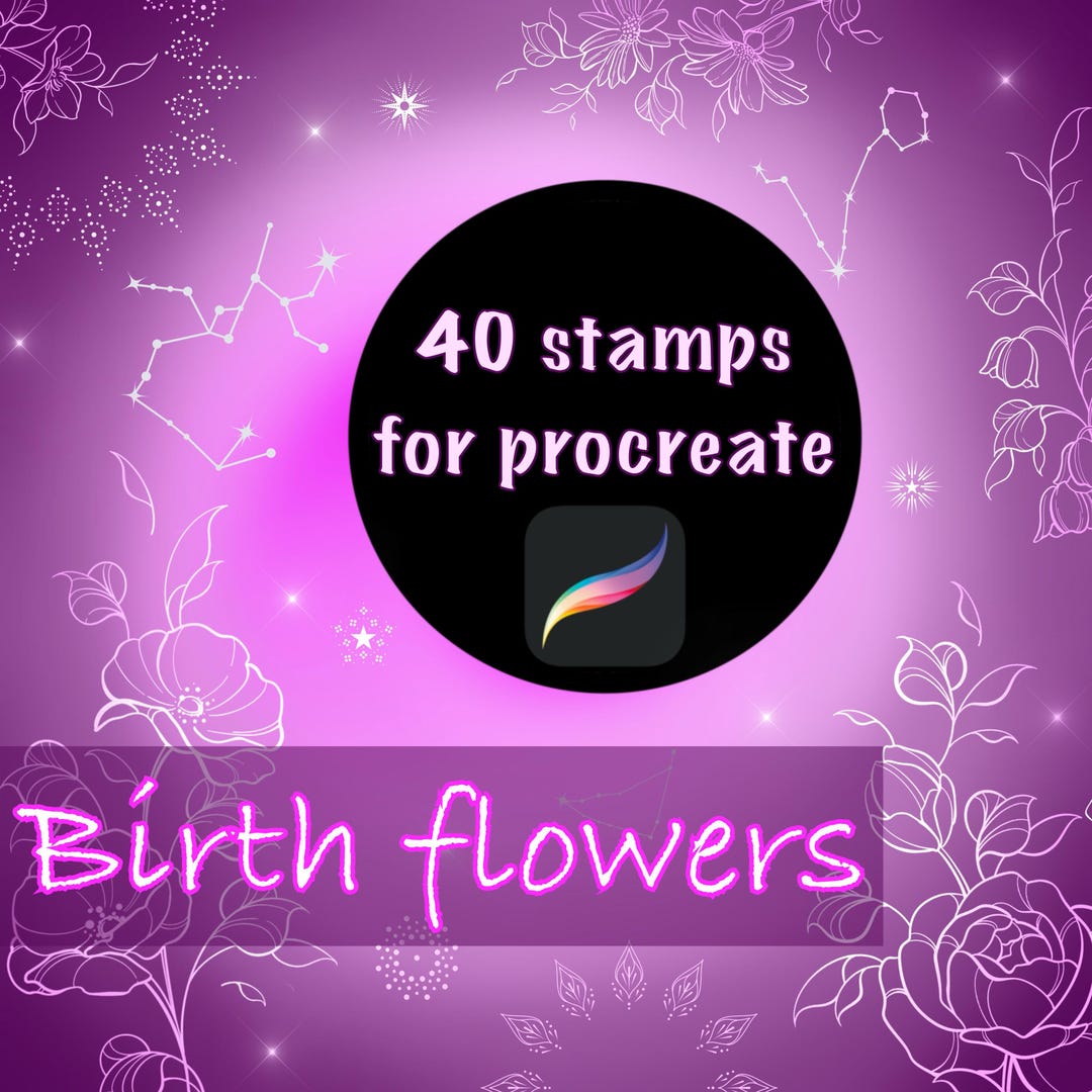 Birth Flowers Procreate Stamps, Zodiac Constellation, Floral Procreate ...