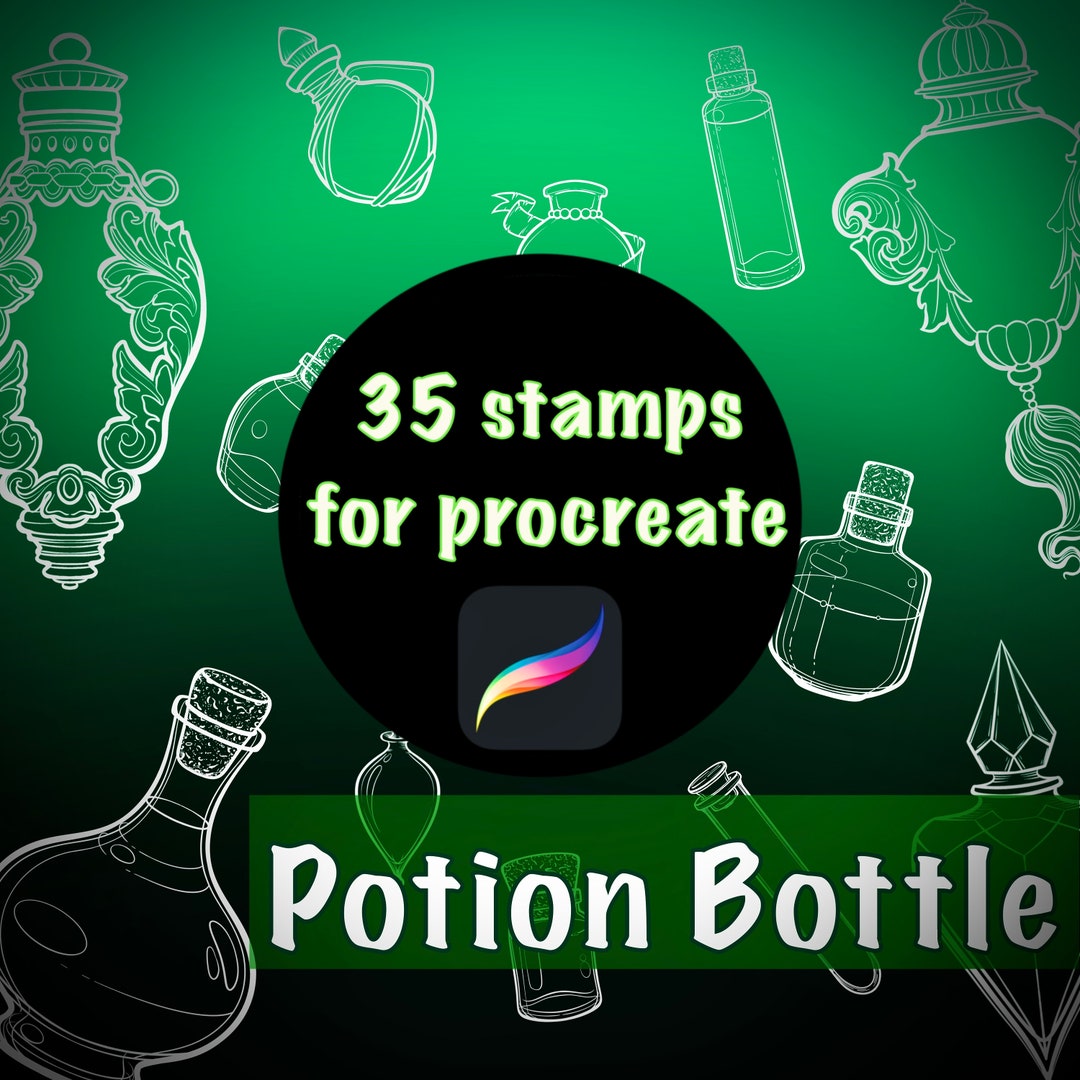 Potion Bottle Procreate Stamps, Bottle Brush Stamps, Magic Brush ...