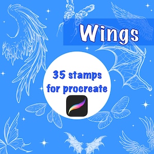 Wings Procreate Stamp, Devil Wings, Angel Wings, Fairy Wings, Wings Brush, Tattoo Designs, illustrations Wings