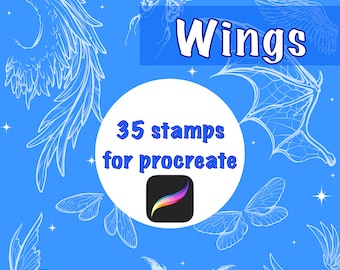 Flügel Procreate Stempel, Teufelsflügel, Engelsflügel, Feenflügel, Flügelpinsel, Tattoo Designs, Illustrationen Flügel