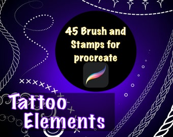 Procreate Tattoo Pinsel und Stempel, Procreate Tattoo-Elemente, digitale Tattoo-Kunstwerkzeuge für Profis, Tattoo-Skizze