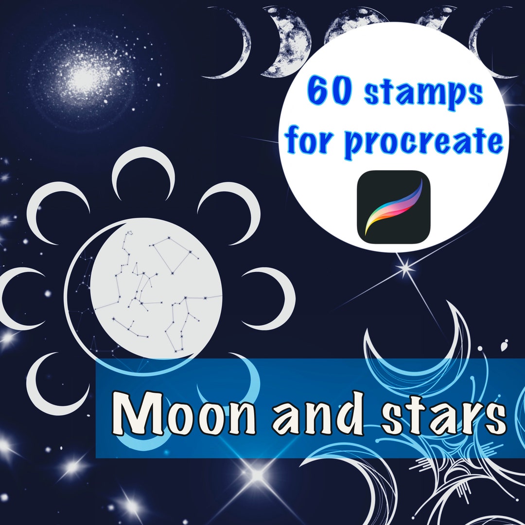 Mystical Moon and Stars Procreate Stamps, Witchcraft Procreate Stamp ...