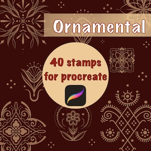 Ornamental Procreate Stamps, Ornamental Brush Stamps,  Illustrations, Tattoo Designs, Commercial Use, Wedding Invitations
