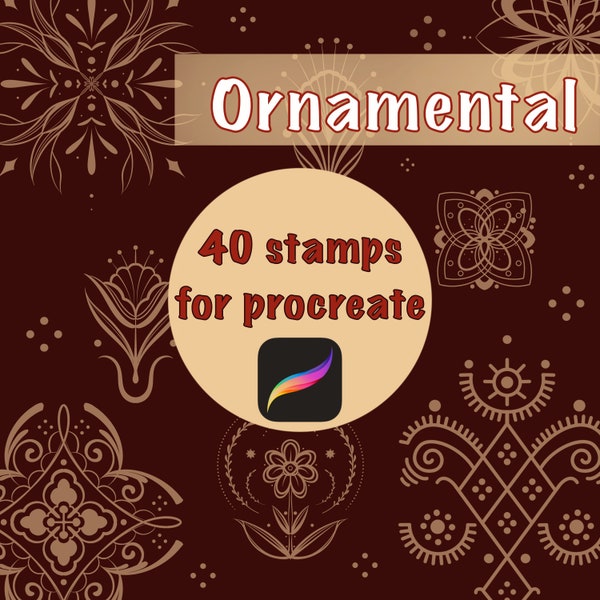 Ornamental Procreate Stamps, Ornamental Brush Stamps,  Illustrations, Tattoo Designs, Commercial Use, Wedding Invitations