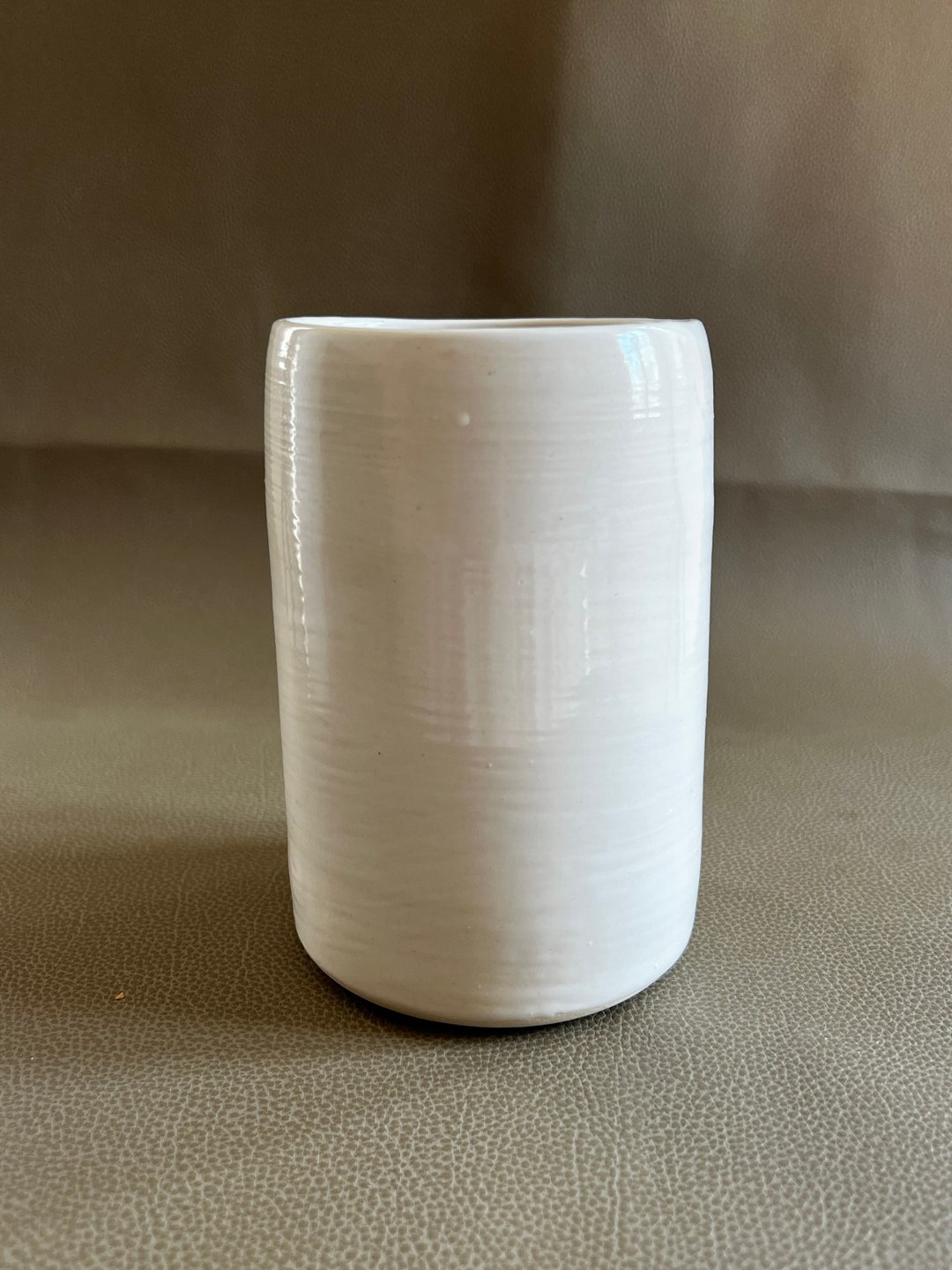 White Ceramic Cylinder Vase Etsy