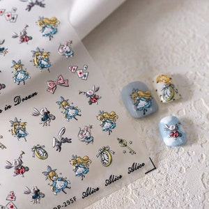 Alice in the wonderland ,Cartoon nail stickers, nail decal, DIY craft waterproof