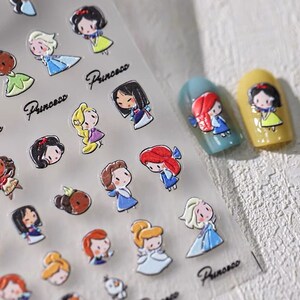 Disney Princess Cartoon  nail stickers, nail decal, DIY craft waterproof