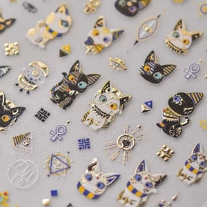 Egypt cat Cartoon  nail stickers, nail decal, DIY craft waterproof