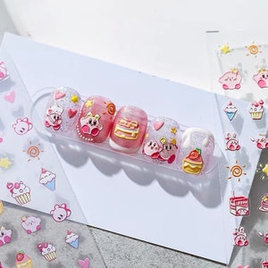 Kirby Cartoon  nail stickers, nail decal, DIY craft waterproof
