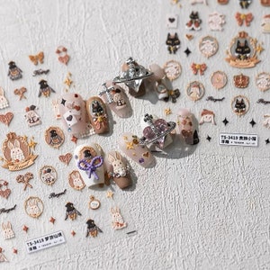 Alicia en el país de las maravillas, pegatinas para uñas de dibujos animados, calcomanías para uñas, manualidades DIY a prueba de agua