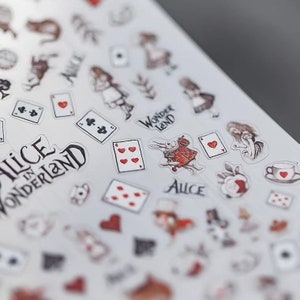 Alice in the wonderland  ,Cartoon nail stickers, nail decal, DIY craft waterproof