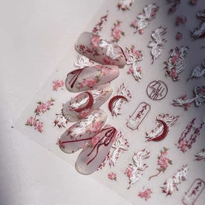 Gemiho, stickers floraux pêche, sticker pour ongles, bricolage imperméable à l'eau