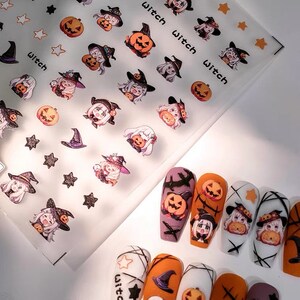 halloween witch pumpkin ,Cartoon nail stickers, nail decal, DIY craft waterproof