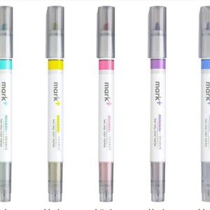 kokuyo markeerkleur en grijze tweerichtingsmarkeerstift dubbelzijdige markeerstift, 2 kleuren