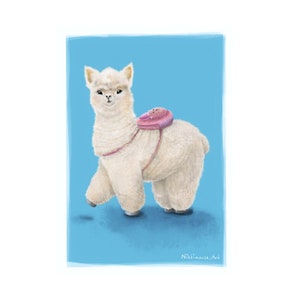 Empacaré una mochila (mochila de alpaca) / Impresión de arte digital de 5x7&quot; / lindo animal difuso