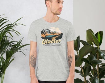 Camiseta del Parque Nacional Glaciar - Camiseta vintage de Parques Nacionales - Camiseta retro de senderismo - Gráfico de naturaleza de montaña