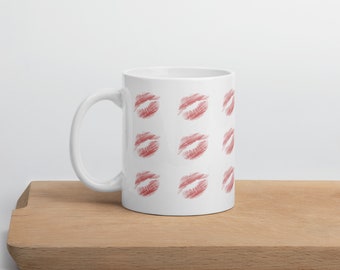 Caneca de café Red Lips: caneca de cerâmica chique, decoração para casa