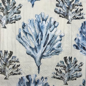 Blue coral paper napkins