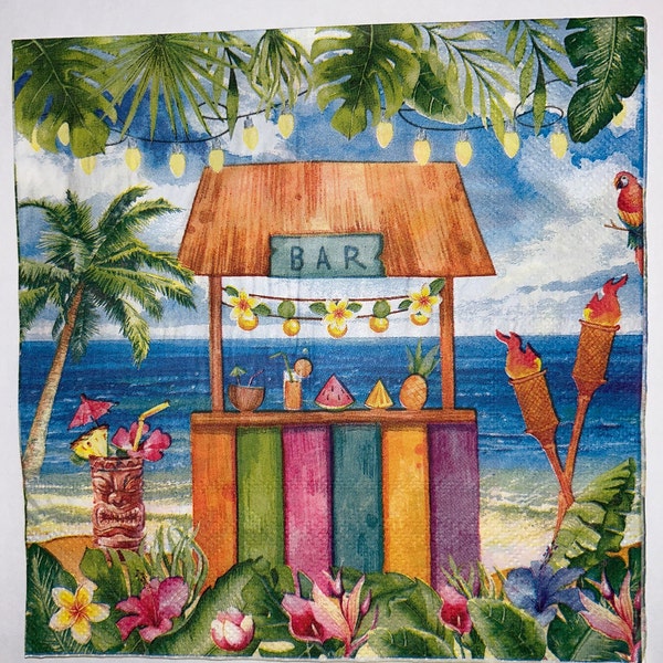 Tropical paper napkin tiki bar surfers bar beachside fun