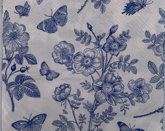 Blue floral paper napkins