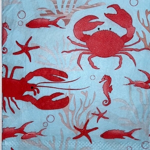 Crabs Lobster guest towel size paper napkin