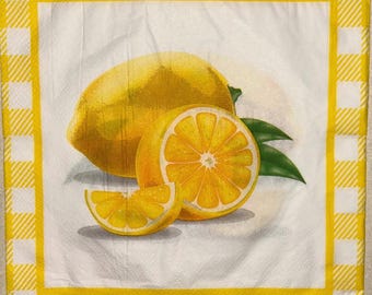 Lemon and slices paper napkin