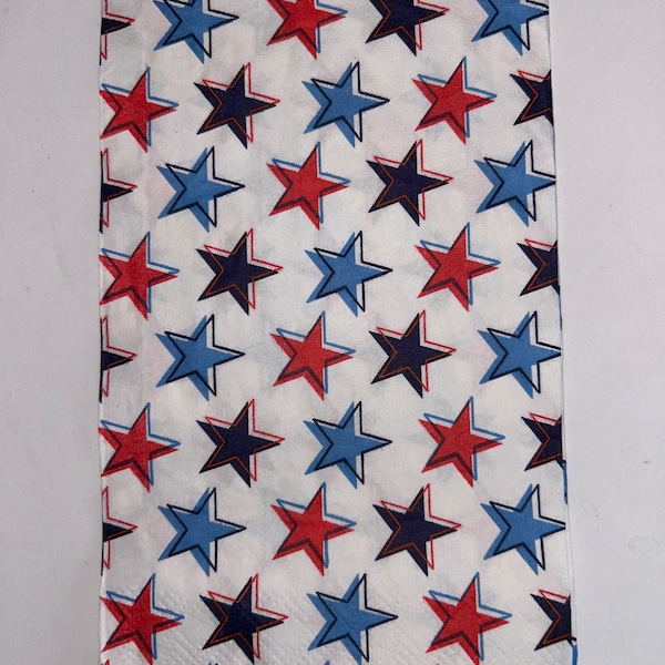 Stars patriotic paper napkin red white and blue