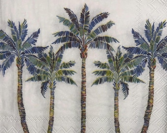 Palm trees with blue tones paper cocktail napkins