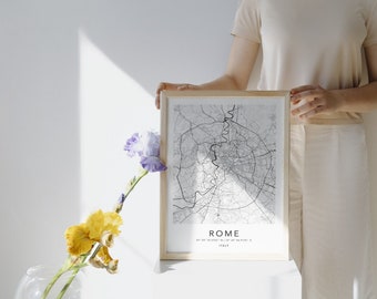 Rome City Map Print Rome Poster Italy Map Print Personalized Wall Decor Custom Rome Map Poster Maximalist Wall Art Map Rome Travel Poster