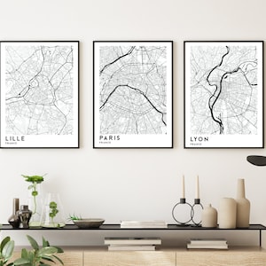 Custom Set von 3 Karten Drucke 3 Stück Wand Kunst Set Schlafzimmer Wand Dekor Druckbare Karte Coworking Space Dekor Büro Innenarchitektur Home Staging