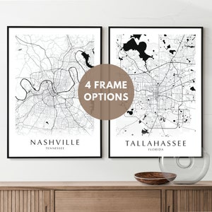Conjunto de 2 arte de pared Impresión de mapa personalizada Póster enmarcado Conjunto de 2 Impresión de pared Estética Neutral Arte de pared Conjunto de 2 Póster de mapa enmarcado con impresión de arte