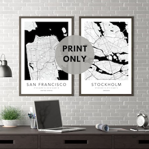 Ensemble personnalisé de 2 impressions noir et blanc impression murale art carte du monde affiche impression mur art tendance automne décor maison moderne mur art impression tendance