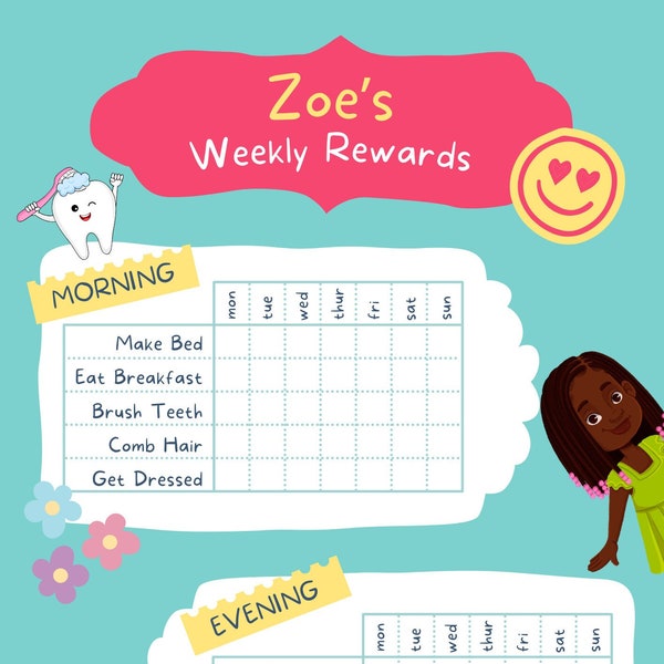 Girly Reward Chart, editable