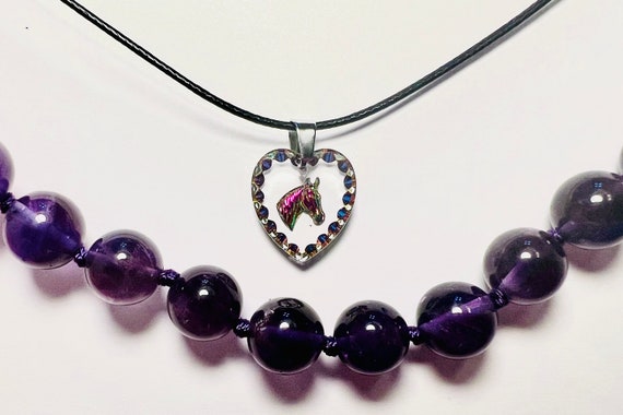 Necklace Set -  Vintage Horse Choker &  Amethyst … - image 1