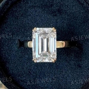 5 Ct Moissanite Smaragdschliff Verlobungsring, Moissanite Verlobungsring, Solitaire Smaragdschliffring