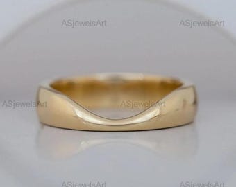 14K Solid Gold Cigar Wedding Band Ring, Unique Wide Cut Out Design, Perfect for a Wedding band or Nesting Ring, Luxurious Gift for Her