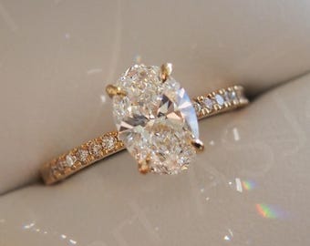 3CT Oval lab grown diamond engagement ring Half eternity moissanite white gold ring Diamond anniversary gift for her Promise wedding ring