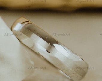 14k White Gold Dome Wedding Band - 5mm Comfort Fit Ring