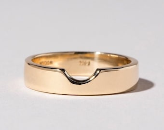 14K massief gouden sigaar trouwring, uniek 6 mm breed uitgesneden ontwerp, perfect voor een trouwring of nestring, luxe cadeau voor haar