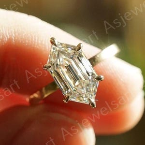 3 CT Moissanite Engagement Ring - Dutch Marquise Cut, 14K Yellow Gold, Diamond Wedding Ring & Solitaire Proposal Ring